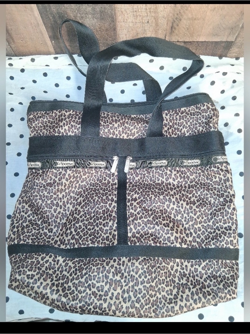 Lesportsac Leopard Print Tote with Black Trim
